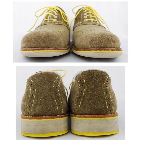 Johnston & Murphy Men's Taupe Suede Sheepskin Brogue Wingtip Oxfords - Picture 5 of 9